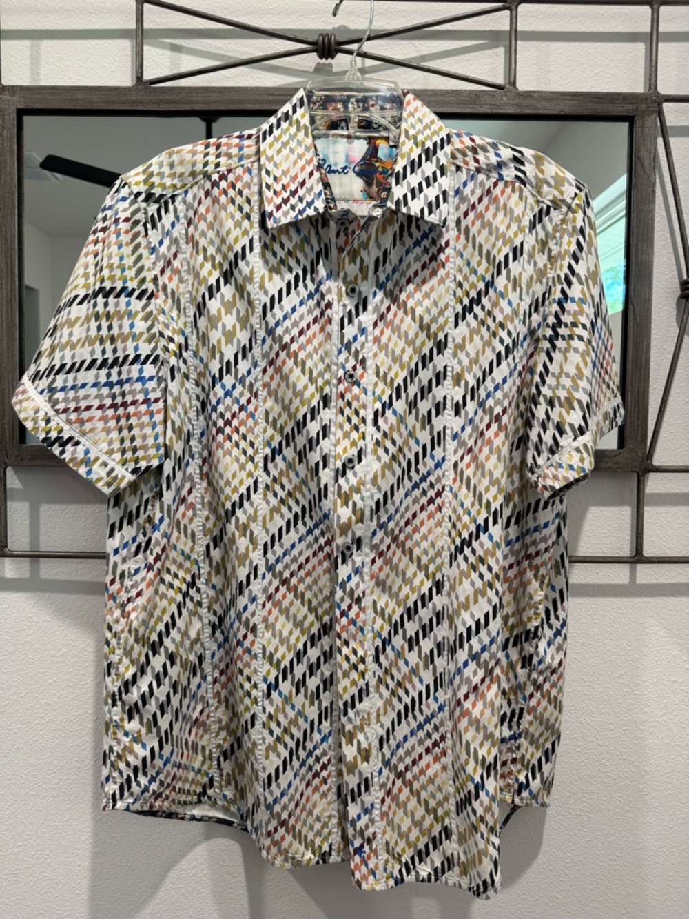 Robert Graham Multicolor Diagonal Geo Print Short Sleeve Shirt